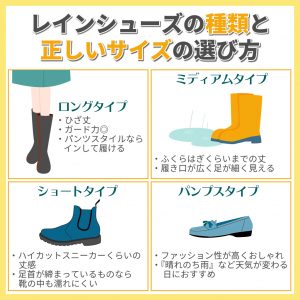 レインシューズの種類と正しいサイズの選び方を解説 | マーレマーレ 
