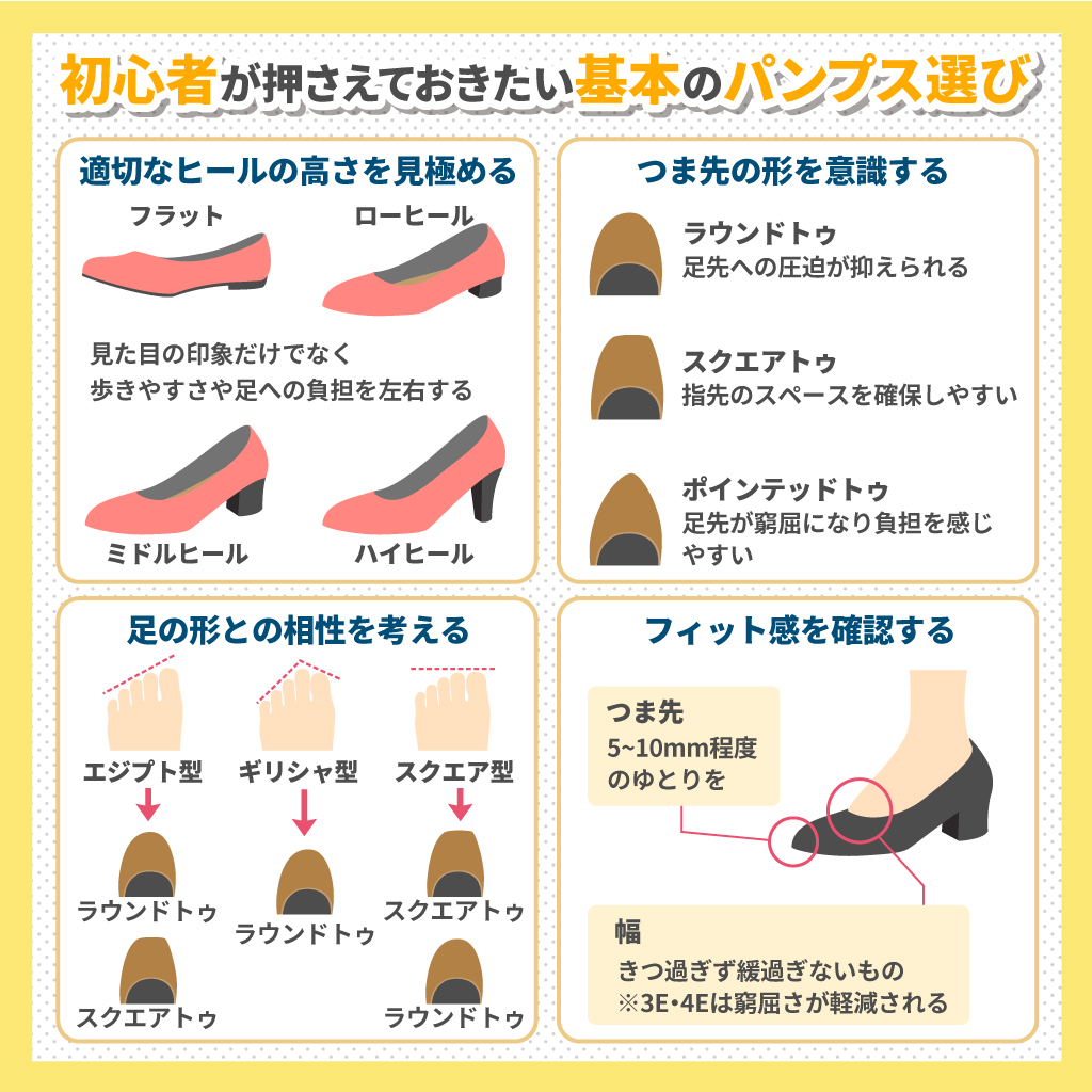 パンプス初心者のための完全ガイド！基本の選び方やシーン別のポイント 