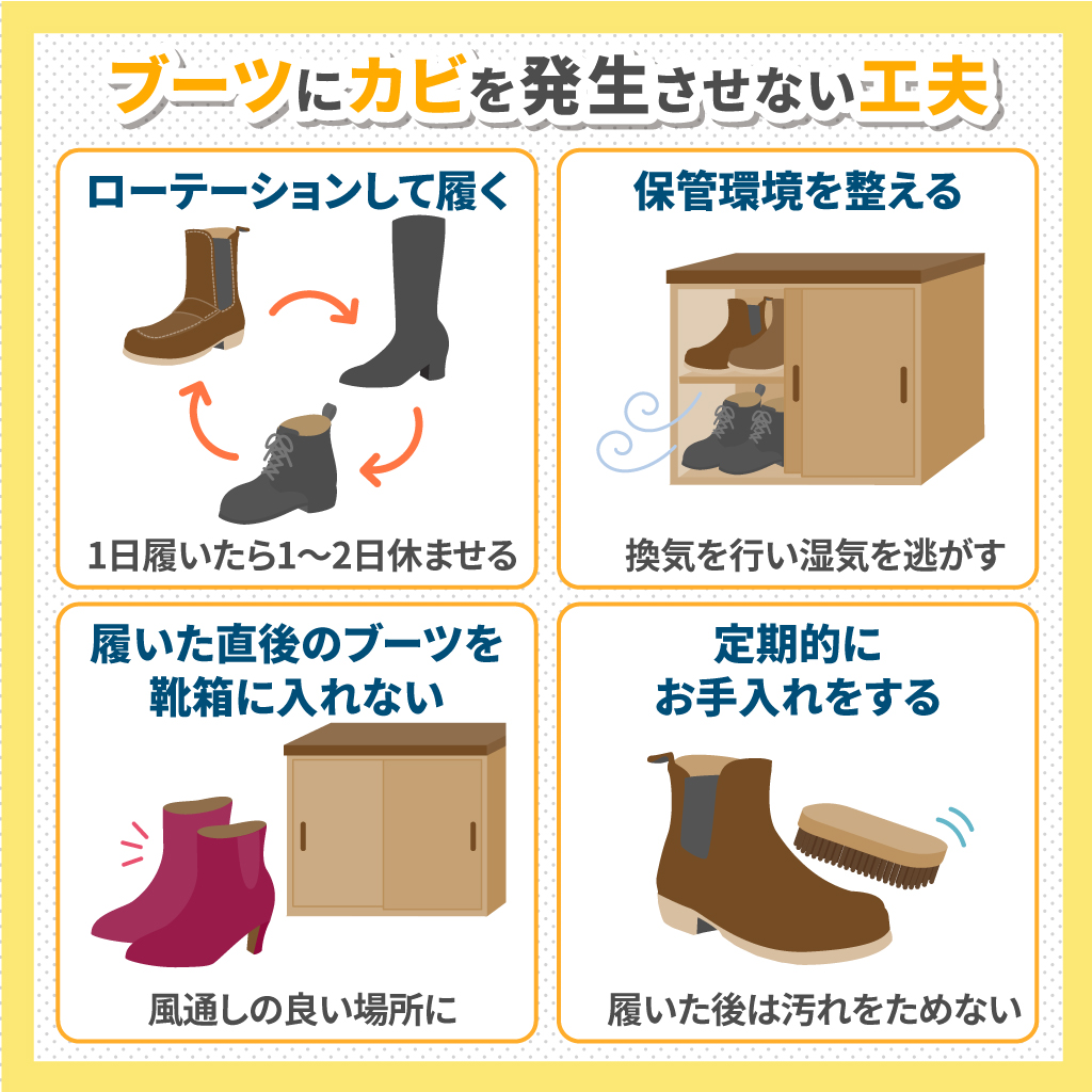 ブーツにカビを発生させないためには？