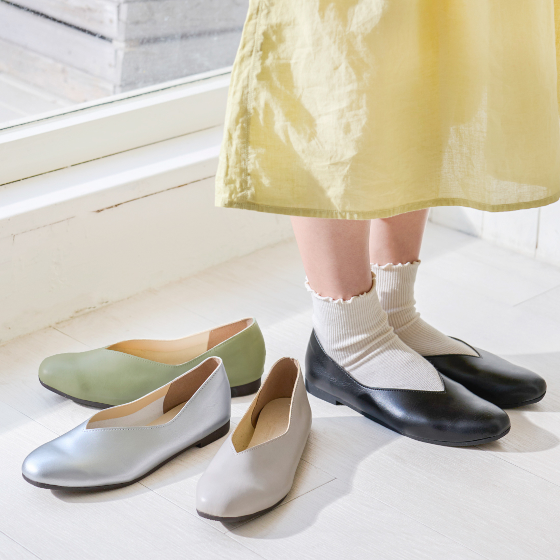 防水スクエアVカットシューズMD261626